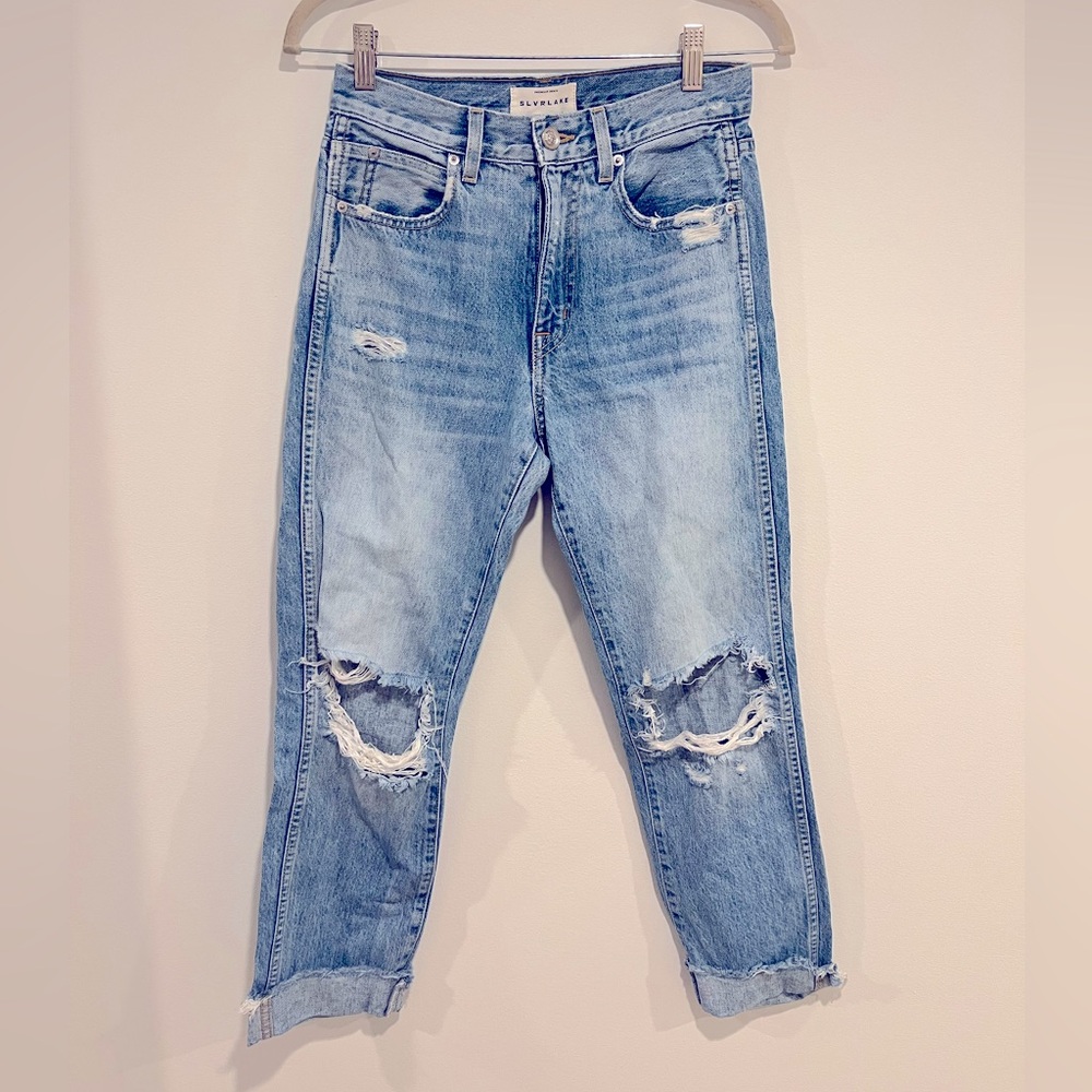 SLVRLAKE Light Blue Ripped Ankle Jeans